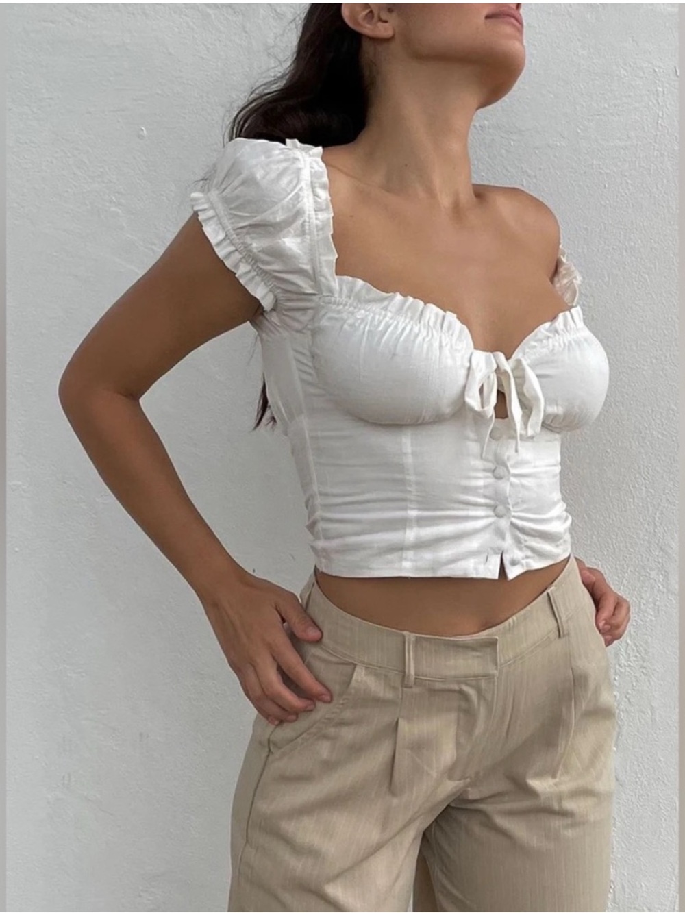 Princess Polly milkmaid style Elouise crop top
